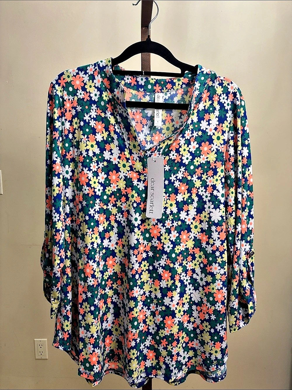 Dear Scarlett Lizzy Top Floral Blouse in Blue & Multicolor
